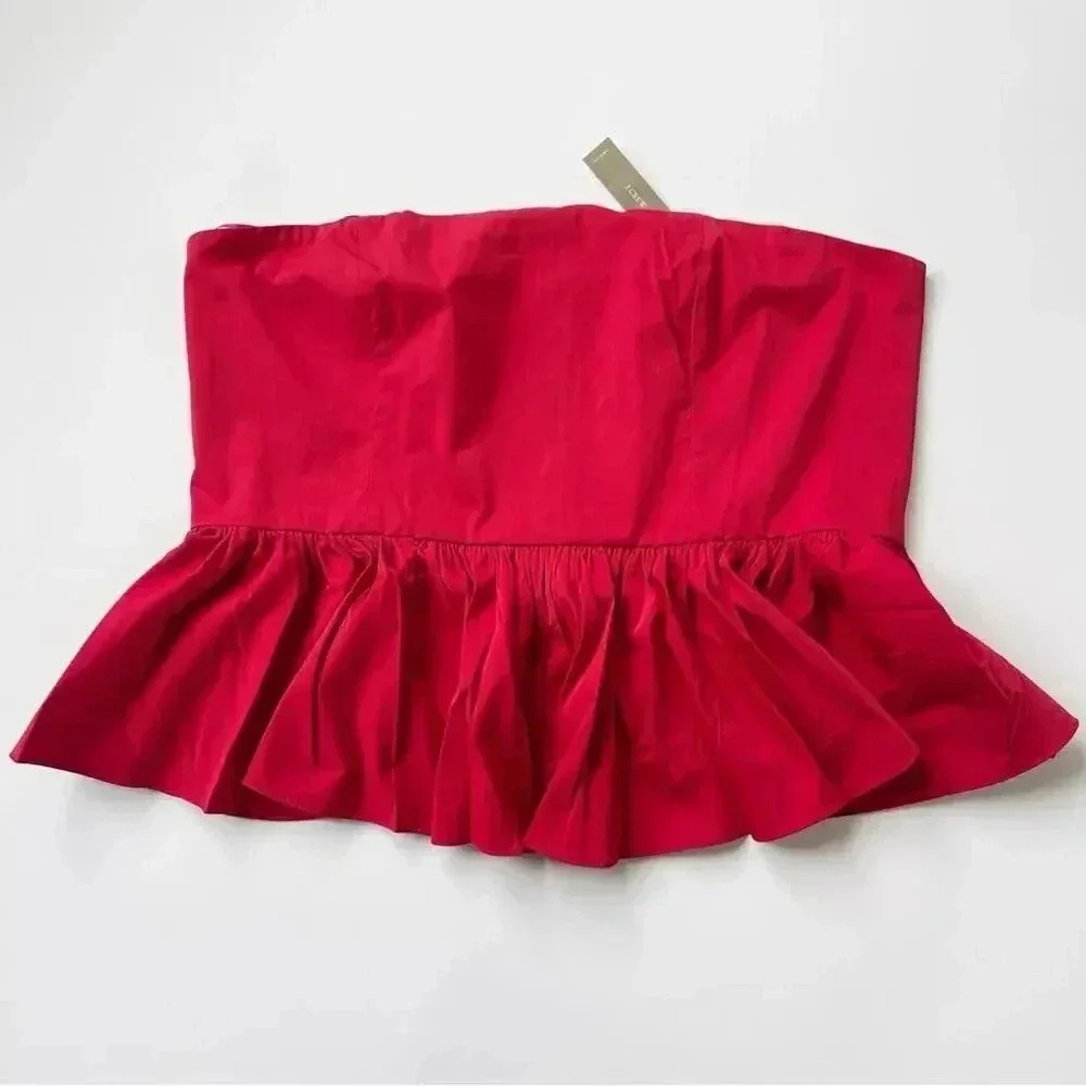 J. Crew Strapless taffeta peplum top in Red Plus Size 20 NWT - Picture 4 of 8